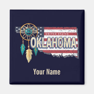 Oklahoma United States Retro Map Vintage USA Magnet