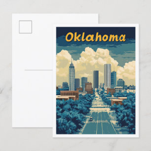 Oklahoma United States Vintage Travel Illustration Postcard