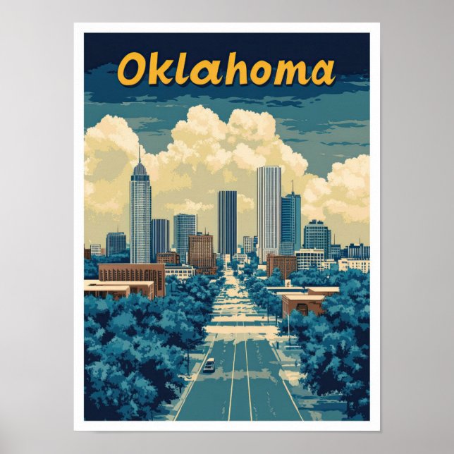 Oklahoma United States Vintage Travel Illustration Poster (Front)