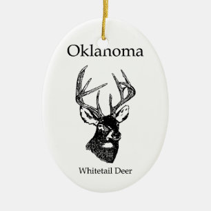 Oklahoma USA (whitetail deer) Ceramic Tree Decoration