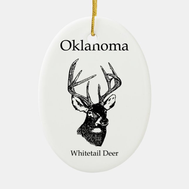 Oklahoma USA (whitetail deer) Ceramic Tree Decoration (Front)