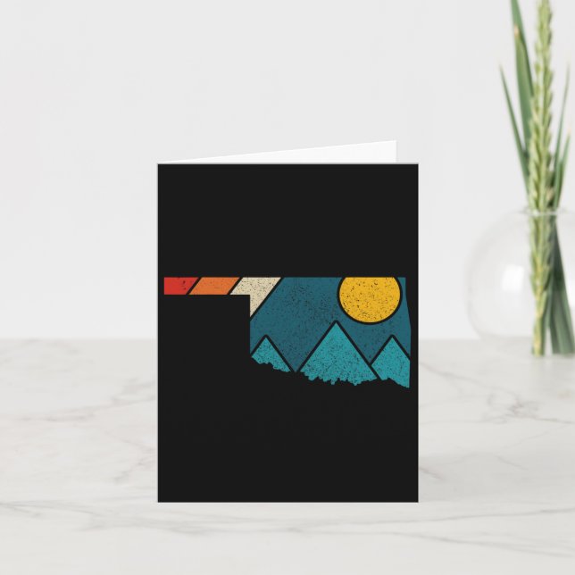 Oklahoma Vintage State Map Mountains Hiking Pride  Card (Front)