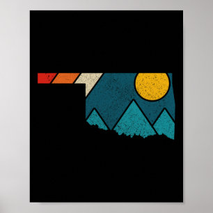 Oklahoma Vintage State Map Mountains Hiking Pride  Poster