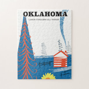 Oklahoma vintage style travel poster. jigsaw puzzle