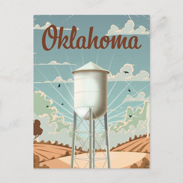 Oklahoma Water Tower Invitation Postcard (Front)