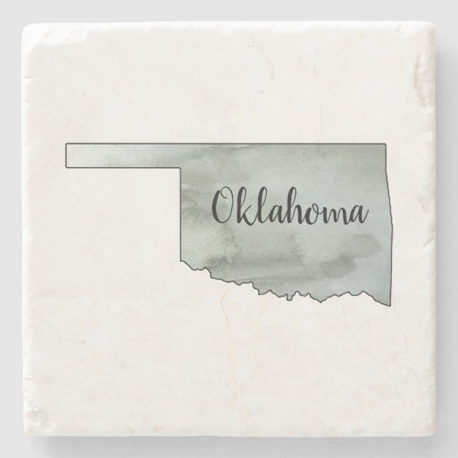 Oklahoma Watercolor Painting Stone Coaster (Front)