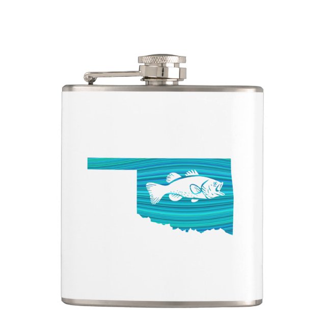 Oklahoma Wave Fishing Hip Flask (Front)