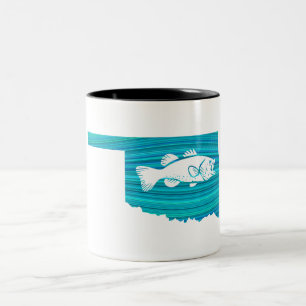 Oklahoma Wave Fishing Two-Tone Coffee Mug