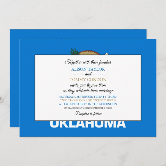 Oklahoman Flag, Flag of Oklahoma Wedding Invitation (Front/Back)