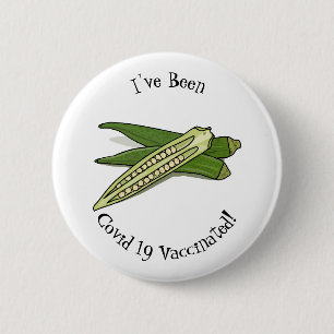 Okra cartoon illustration 6 cm round badge