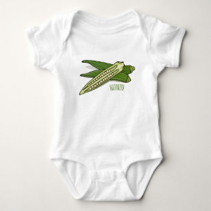 Okra cartoon illustration baby bodysuit