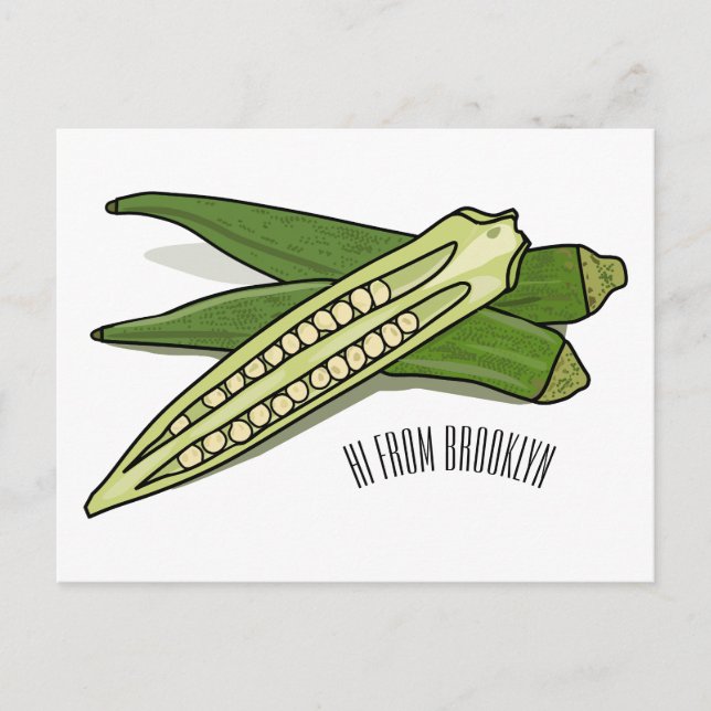 Okra cartoon illustration postcard (Front)