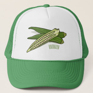 Okra cartoon illustration trucker hat