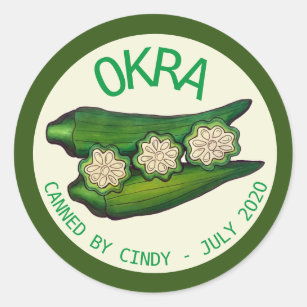 Okra Pods Veggie Vegetable Gumbo Canned Grown By Classic Round Sticker