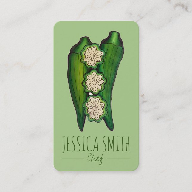 Okra Pods Veggie Vegetable Gumbo Southern Food Business Card (Front)