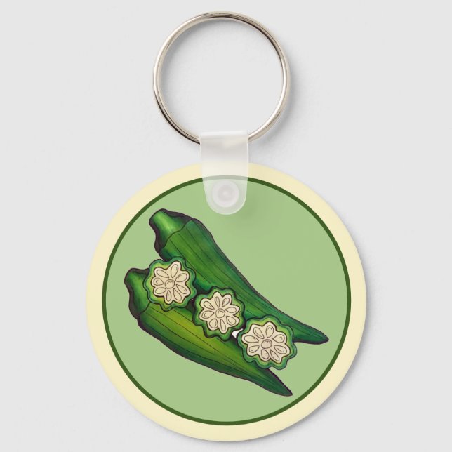 Okra Pods Veggie Vegetable Gumbo Southern Food Key Ring (Front)