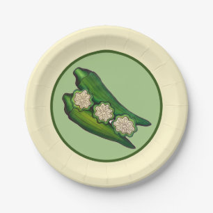 Okra Pods Veggie Vegetable Gumbo Southern Food Paper Plate