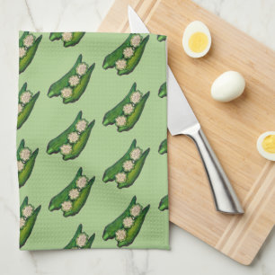 Okra Pods Veggie Vegetable Gumbo Southern Food Tea Towel