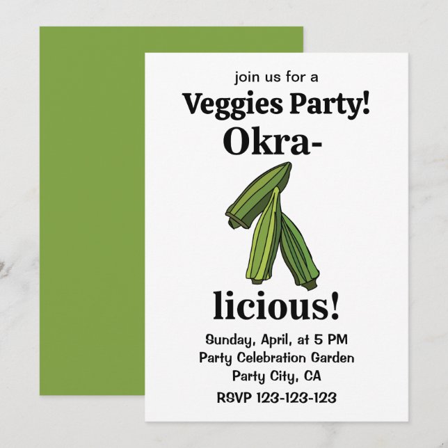 Okra Vegetable Veggies  Invitation (Front/Back)