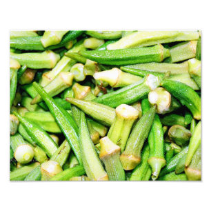 okras green vegetables photo print