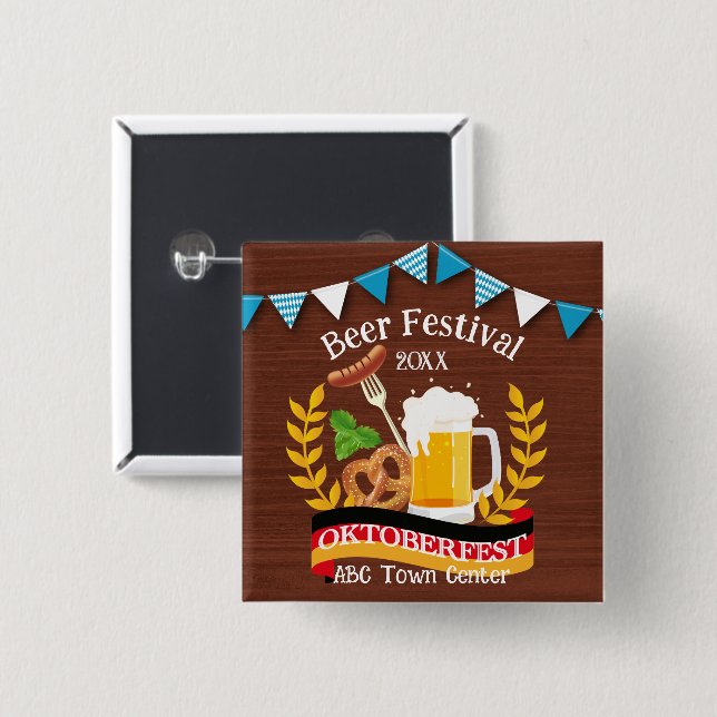 Oktoberfest 15 Cm Square Badge (Front & Back)