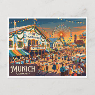 Oktoberfest at Theresienwiese Munich Germany Postcard