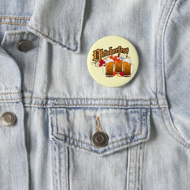 Oktoberfest Autumn Beer 6 Cm Round Badge (In Situ)