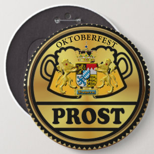 Oktoberfest Bavaria Munich Germany Prost Golden  6 Cm Round Badge