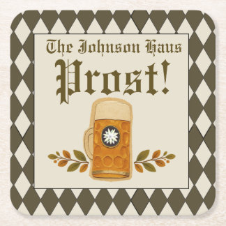 Oktoberfest Bavarian German Beer Party Square Paper Coaster