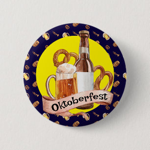 Oktoberfest Beer And Pretzels  6 Cm Round Badge
