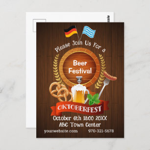 Oktoberfest Beer Barrel Postcard