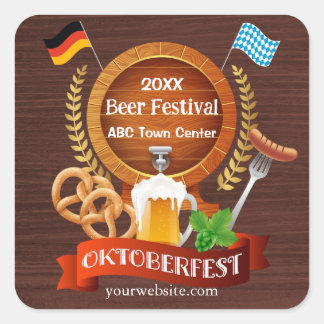 Oktoberfest Beer Barrel Square Sticker