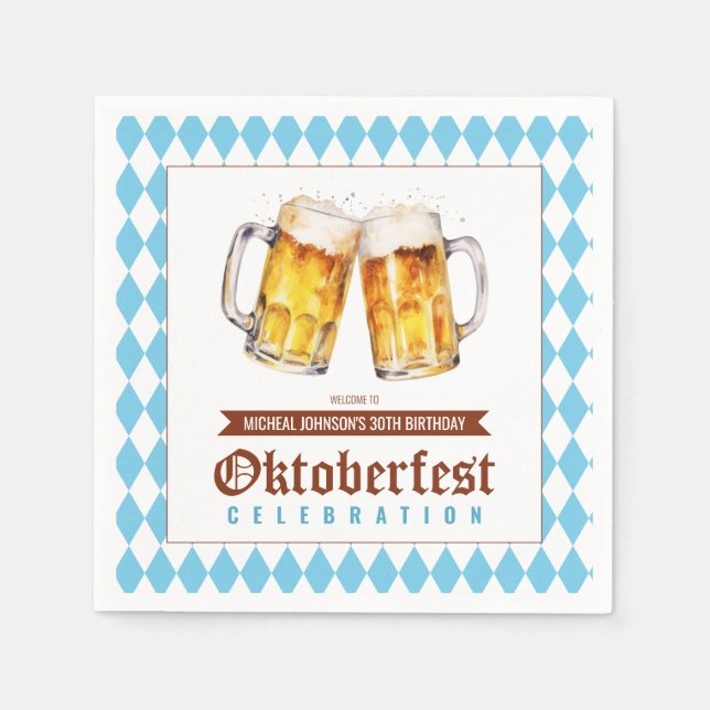 Oktoberfest Beer Birthday Party  Napkin (Front)