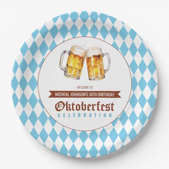 Oktoberfest Beer Birthday Party  Paper Plate (Front)