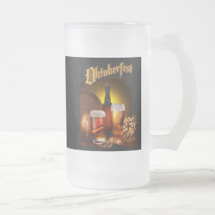 Oktoberfest Beer Drinking Frosted Glass Beer Mug