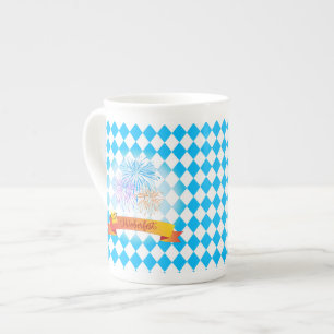 OKTOBERFEST beer festival Blue Bavarian flag Bone China Mug