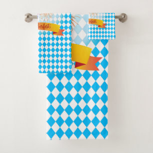 OKTOBERFEST beer festival decoration Blue pattern Bath Towel Set