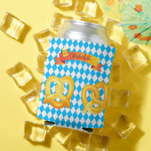 OKTOBERFEST beer festival decoration Blue pattern Can Cooler
