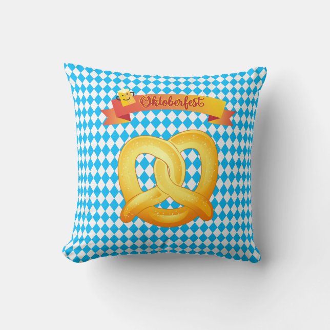 OKTOBERFEST beer festival decoration Blue pattern Cushion (Front)