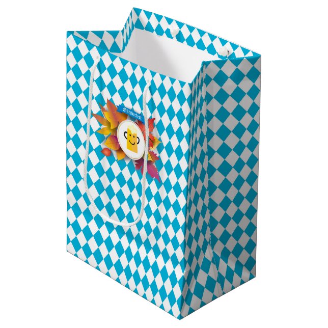 OKTOBERFEST beer festival decoration Blue pattern Medium Gift Bag (Front Angled)