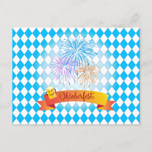 OKTOBERFEST beer festival decoration Blue pattern Postcard