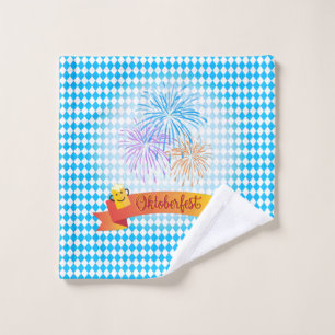 OKTOBERFEST beer festival decoration Blue pattern Wash Cloth