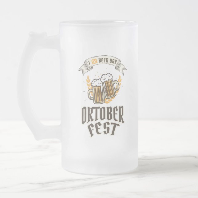 Oktoberfest Beer Festival  Frosted Glass Beer Mug (Left)