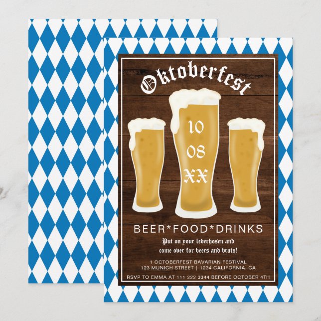 Oktoberfest beer festival typography Bavarian Invitation (Front/Back)