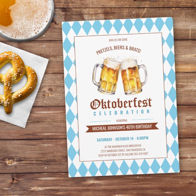 Oktoberfest Beer Party 40th Birthday Invitation (Oktoberfest Beer Party 40th Birthday Invitation)