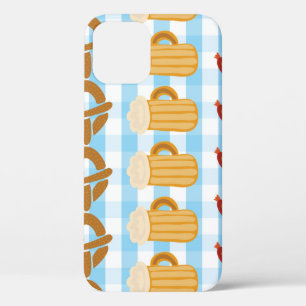 Oktoberfest: beer, pretzel, sausage pattern iPhone 12 case