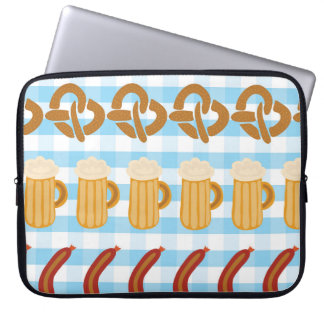 Oktoberfest: beer, pretzel, sausage pattern laptop sleeve