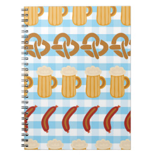 Oktoberfest: beer, pretzel, sausage pattern notebook