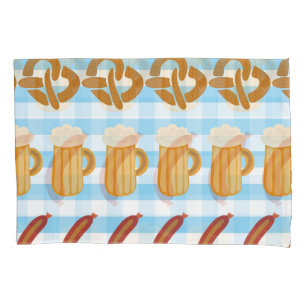 Oktoberfest: beer, pretzel, sausage pattern pillowcase