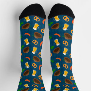 Oktoberfest Beer, Pretzel & Sausage Pattern Socks